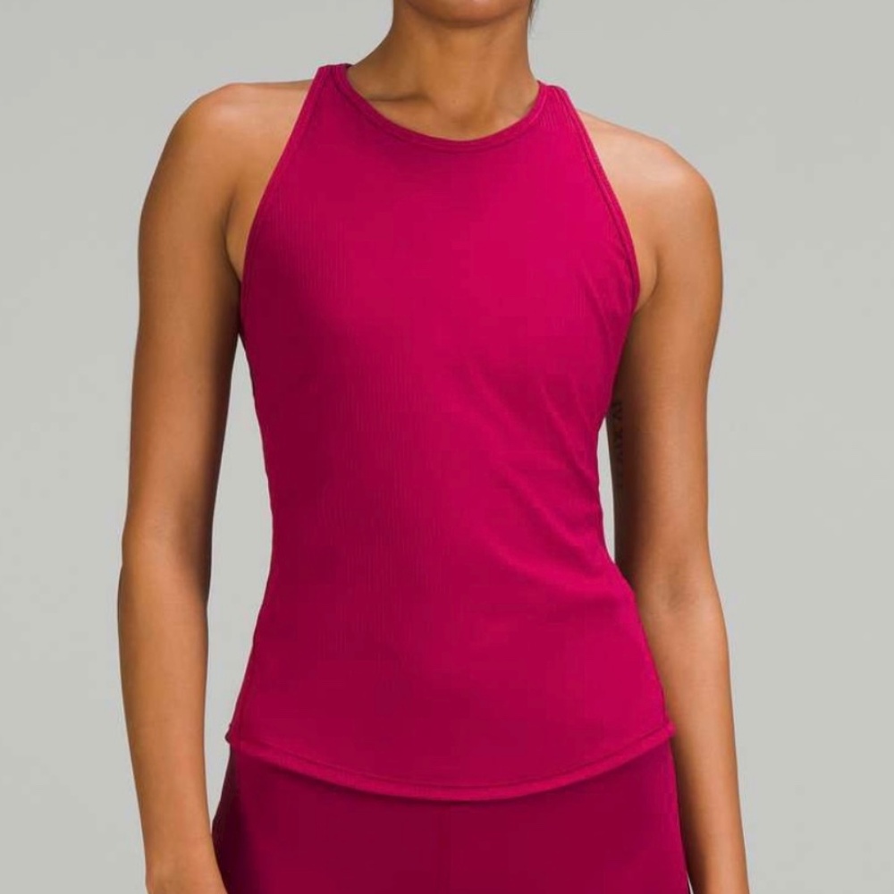 Lululemon base pace ribbed tank top 6 pomegranate EUC pink magenta